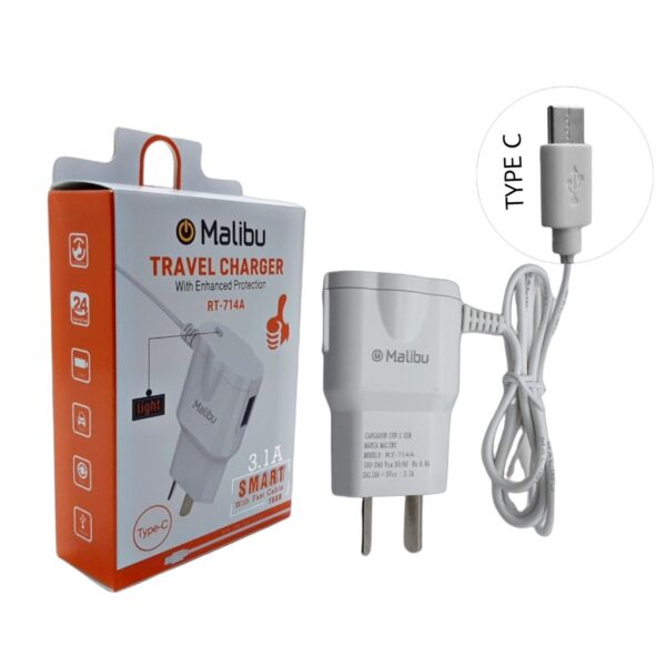 CARGADOR TIPO C MALIBU RT-714A SMART FAST 3.1A + USB